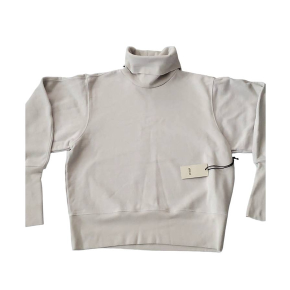 NWT AGOLDE Sz Medium Extended Rib Turtleneck Cotton Sweatshirt Gray Paper Mache - Picture 10 of 11